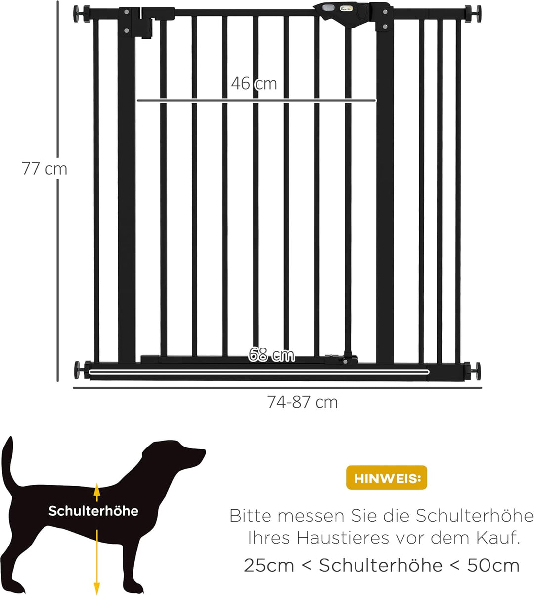 PawHut Türschutzgitter Treppenschutzgitter mit 7 cm Verlängerung Türgitter ohne Bohren mit Auto-Clos
