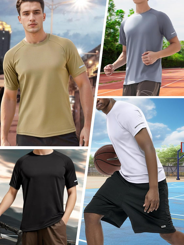 Holure Herren 3 or 5er Pack Sports Atmungsaktiv Schnelltrocknend Kurzarm T-Shirts Fitnessshirt für R