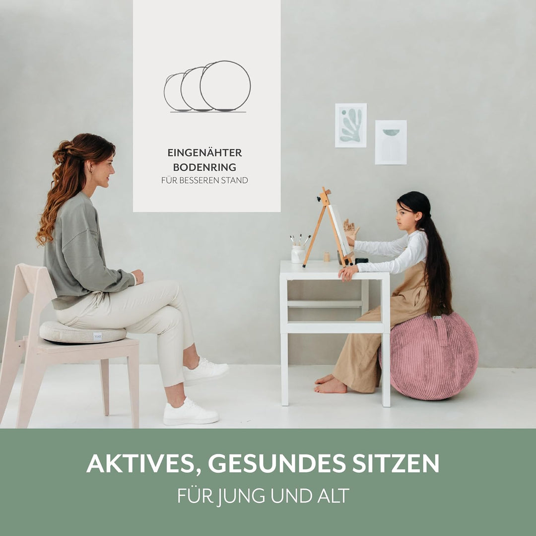 VLUV® BOL VLIP Sitzball Büro Ergonomisch [Atmungsaktiv mit Tragegriff und Wegrollschutz] Waschbarer