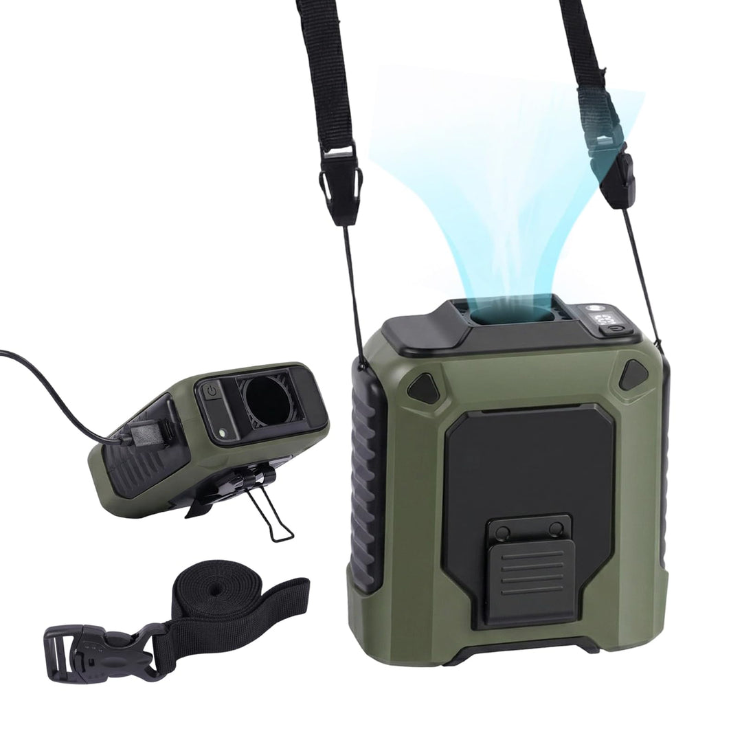 6-in-1 Taillen Clip Ventilator mit COB-Licht&Powerbank, USB Wiederaufladbar, 40 Stunden Laufzeit, Ve