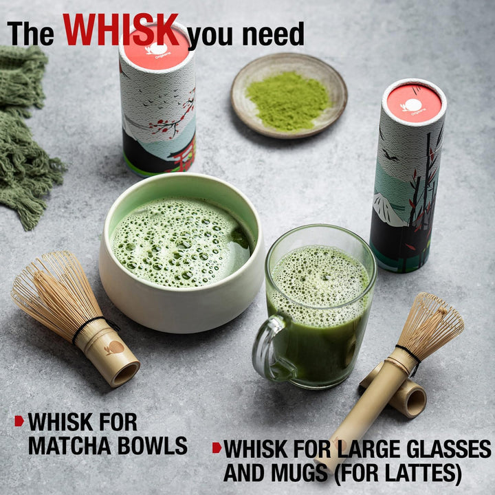 ORIGEENS MATCHA BESEN AUS BAMBUS 100 BORSTEN - Traditioneller Chasen Matchabesen für die japanische