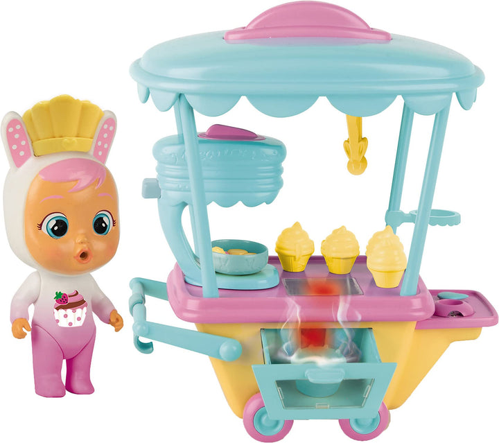 CRY BABIES MAGIC TEARS Coneys Konditorwagen Spielset | Mini-Sammelpuppe &amp; Konditorwagen mit Dampf un