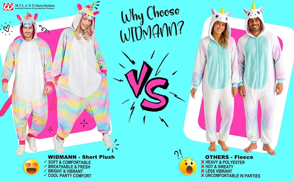W WIDMANN MILANO Party Fashion - Tier Overall für Erwachsene, weicher Plüsch Jumpsuit mit Kapuze, Ti