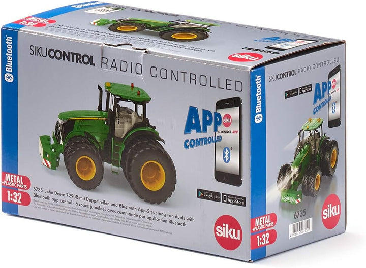 siku 6735, John Deere 7290R Traktor, Grün, Metall/Kunststoff, 1:32, Ferngesteuert, Steuerung mit App