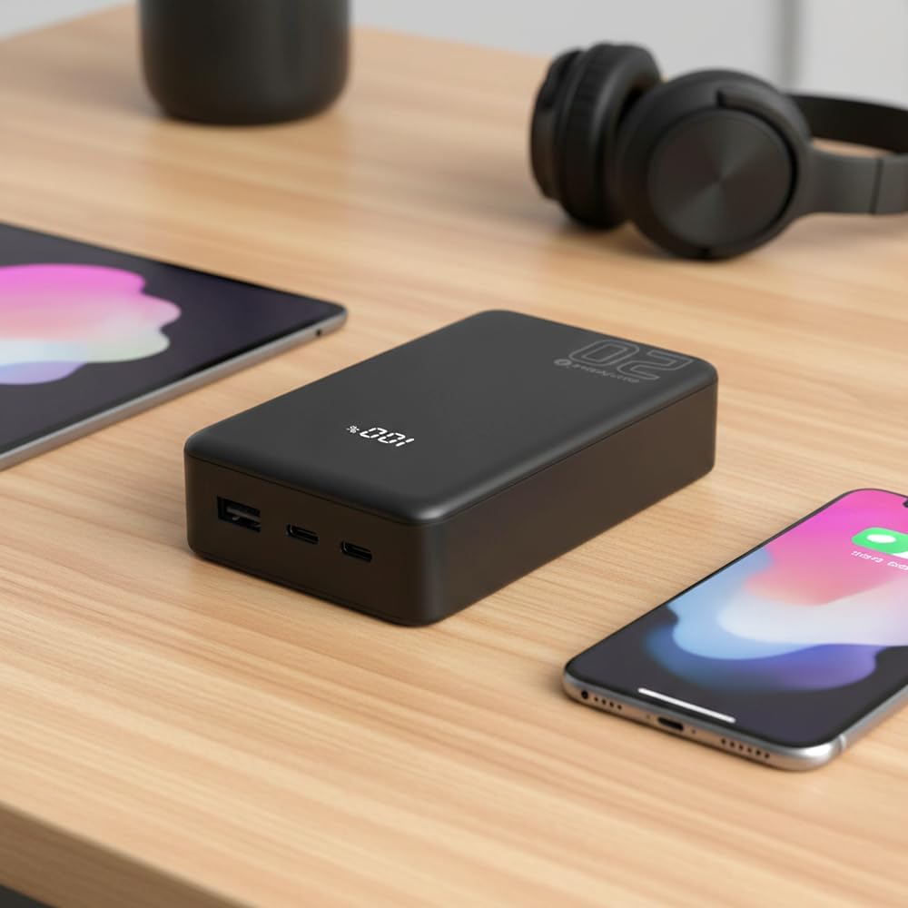 everActive Powerbank 20000mAh 20W USB C PD PPS QC4+ – Energy Bank EB-22QB – Externer Akku mit LCD Di