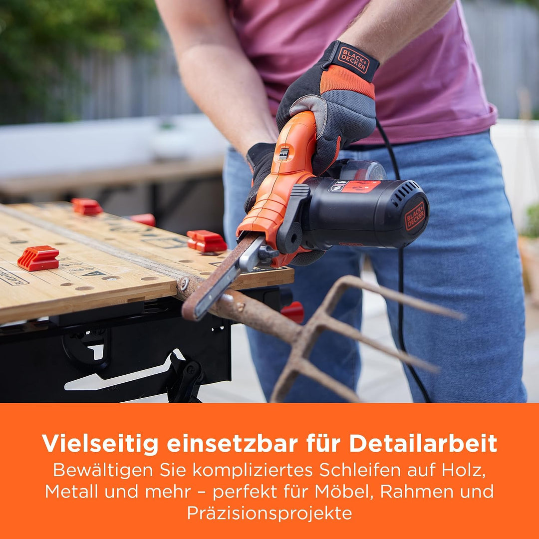 Black+Decker Bandschleifer KA900E mit Absaugung – Schleifmaschine für Holz, Metall, Stein, Gips, Ker