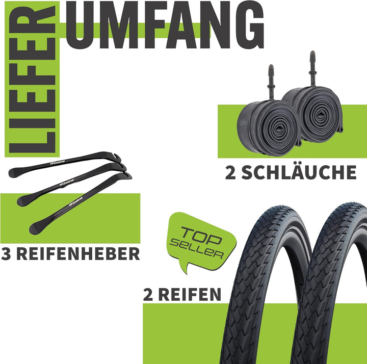 Schwalbe Fahrradreifen Green Marathon 28 Zoll – Verschiedene Grössen (37-622 bis 55-622) – Optional