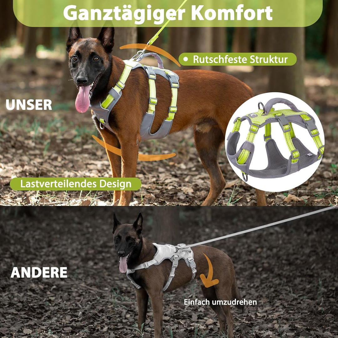 Huntboo Sicherheitsgeschirr Hund Ausbruchsicher, Panikgeschirr für Hunde, Reflektierendes Geschirr H