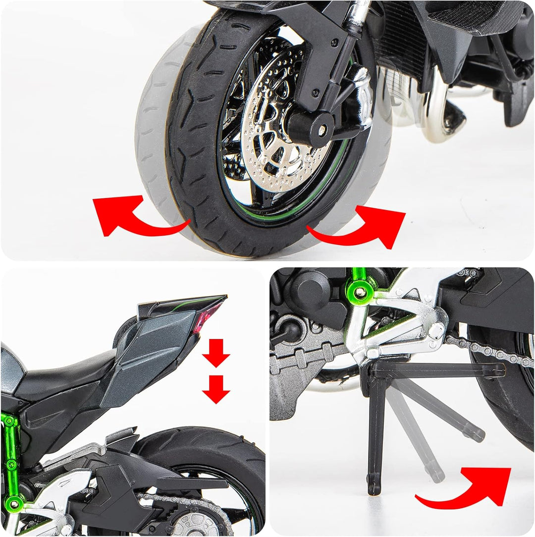TGRCM-CZ kompatibel für 1:12 Kawasaki Ninja H2R Motorrad Modell, DieCast Modell Motorrad, Aufhängung