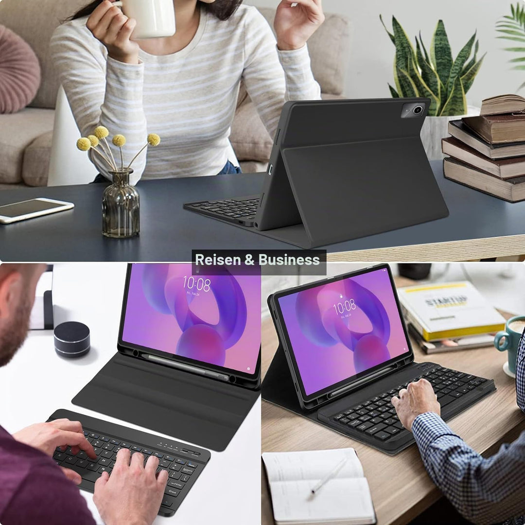 Tastatur Hülle für Lenovo Idea Tab 11 Zoll Tablet 2025 / M11 11 Zoll 2024, 9H Härte Schutzfolie, Sli