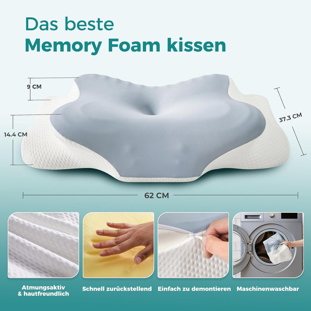 Original Nackenkissen Kopfkissen, Ergonomisches Memory Foam Kissen - Orthopädisches Nackenstützkisse