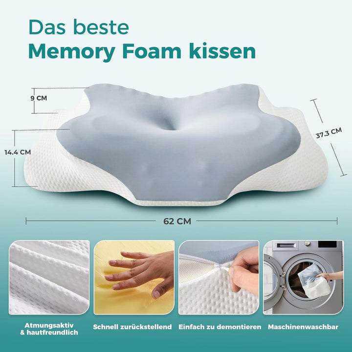 Original Nackenkissen Kopfkissen, Ergonomisches Memory Foam Kissen - Orthopädisches Nackenstützkisse