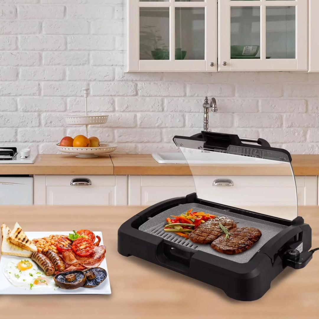 Syntrox Tischgrill Strivasa mit Keramik Grillplatte, Elektrogrill 2200 Watt, Kontaktgrill, elektrisc