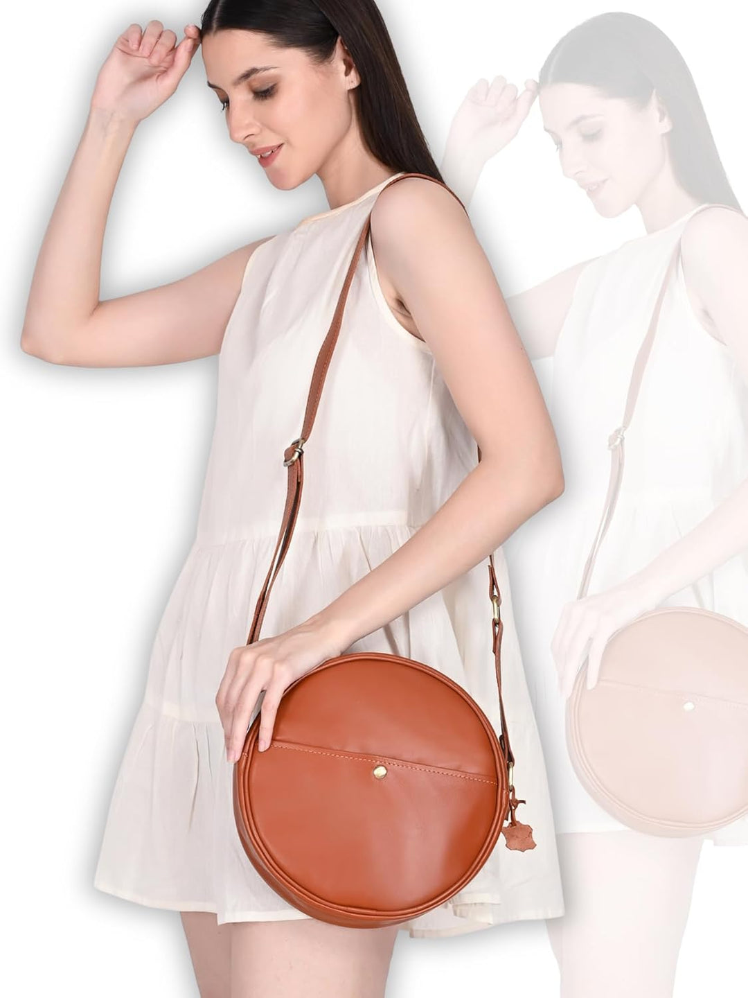 Runde Urban-Ledertaschen für Damen, Kreistaschen für Damen, Designer-Mode-Umhängetasche, kleine Umhä