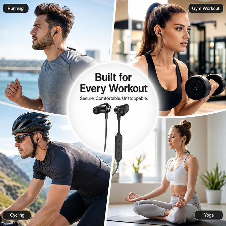 Bluetooth Kopfhörer Kabellos 5.0 Sport, 20 Std Spielzeit, IPX7 Wasserdicht, In-Ear Kopfhörer mit Mik