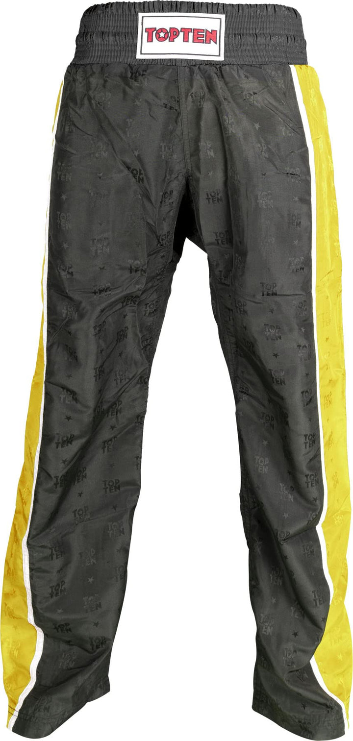 TOP TEN Kickboxhose „Stripes“ XL Schwarz - Gelb, XL Schwarz - Gelb
