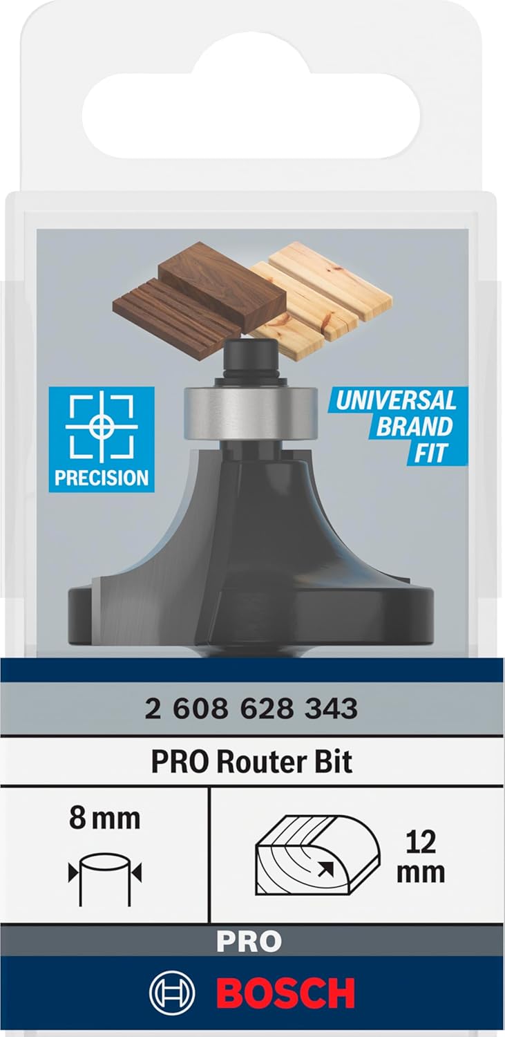 Bosch Professional 1x Abrundfräser Standard for Wood (für Holz, Zubehör Handfräse, Radius 12 mm, Arb