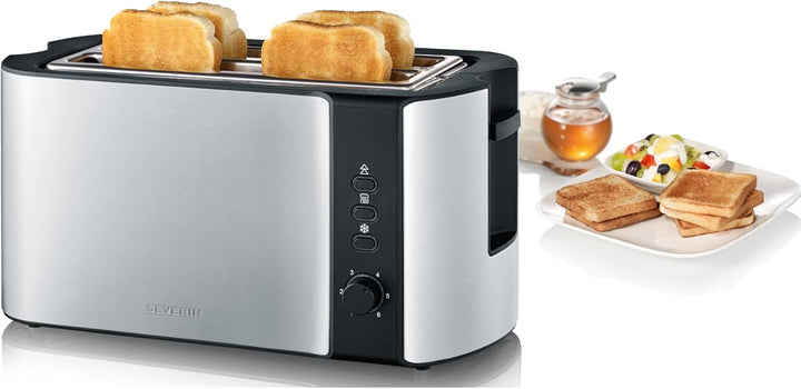 SEVERIN Automatik-Toaster, 2 Langschlitzkammern, Für bis zu 4 Brotscheiben, 1.400 W, AT 2590, Edelst