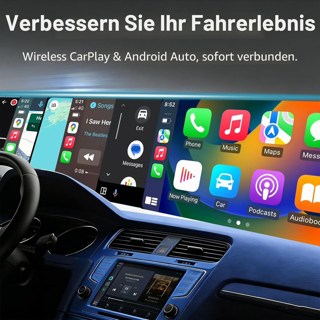 Mini USB Wireless CarPlay Adapter, Auto Multimedia Dongle, kabelloser Android Auto 2 in 1 Adapter, K