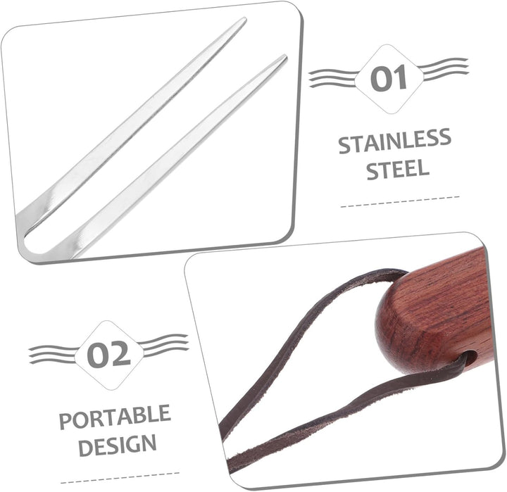 Garneck 2stücke Edelstahl Fleischgabel Mit Hitzebeständigem Holzgriff Grosse Grillgabel Für Outdoor-