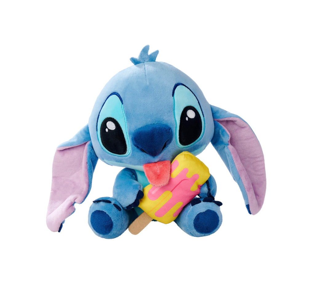 Simba Disney Stitch Kuscheltier mit EIS am Stiel – Plüschfigur zum Knuddeln, mit farbenfrohem EIS am