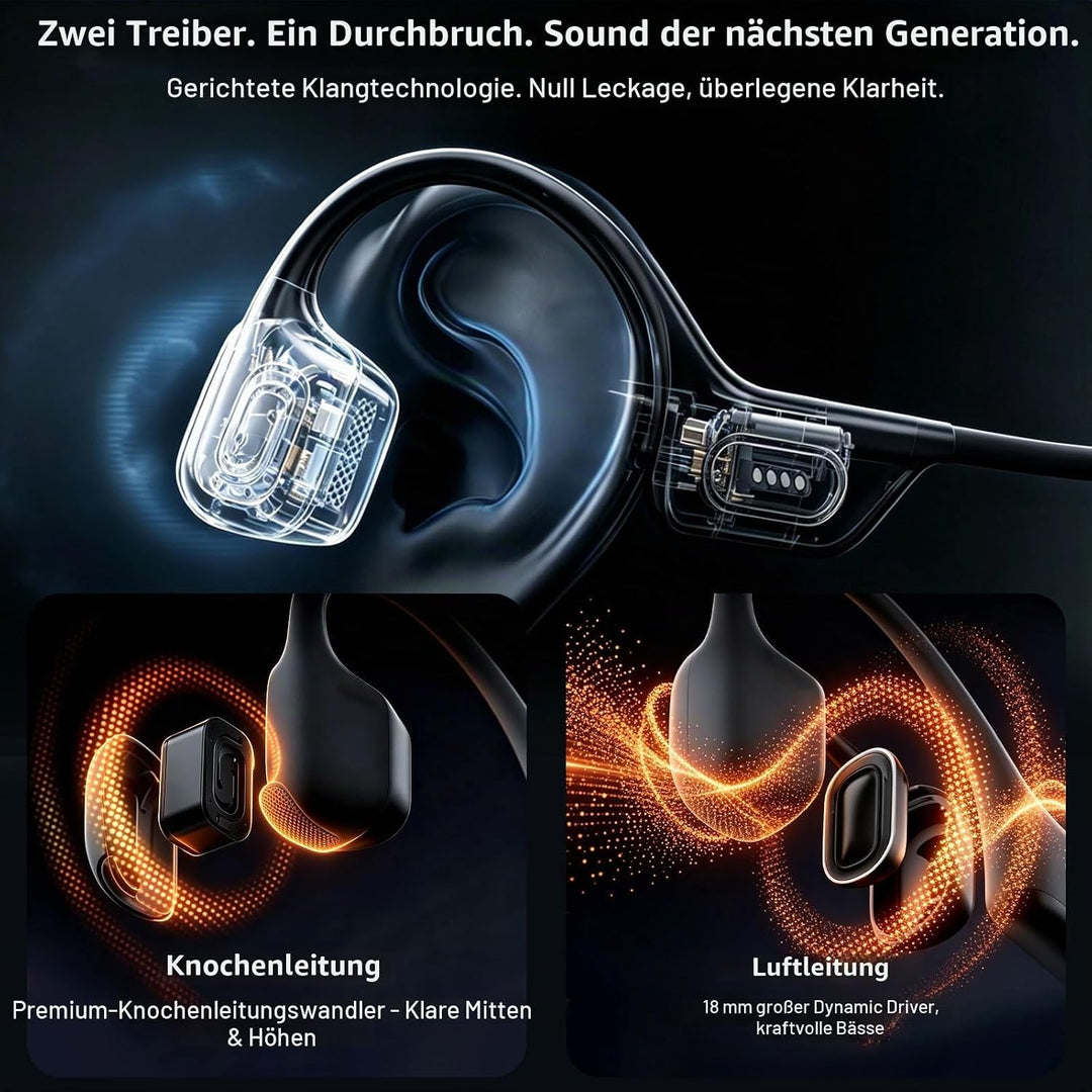 LOBKIN Knochenschall Kopfhörer Bluetooth,Open Ear Kopfhörer Kabellos 6.0 Bone Conduction Headphones,