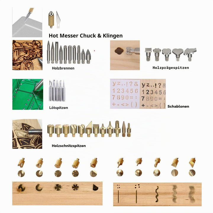 Brandmalerei-Set für Holz, 37 Stück, 60 W, Hobby, für Erwachsene, Brenner, für Holzscheitel, Kork, L