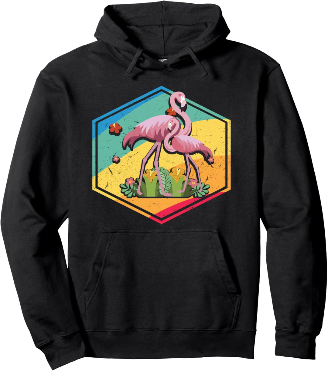 Flamingo Lovers Gift Men Women Boys Girls Retro Style Pullover Hoodie