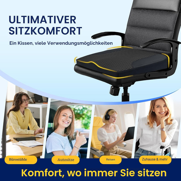 kingphenix Autositzkissen aus Memory Foam – Erhöht die Sitzhöhe, lindert Rückenschmerzen – Ideal für