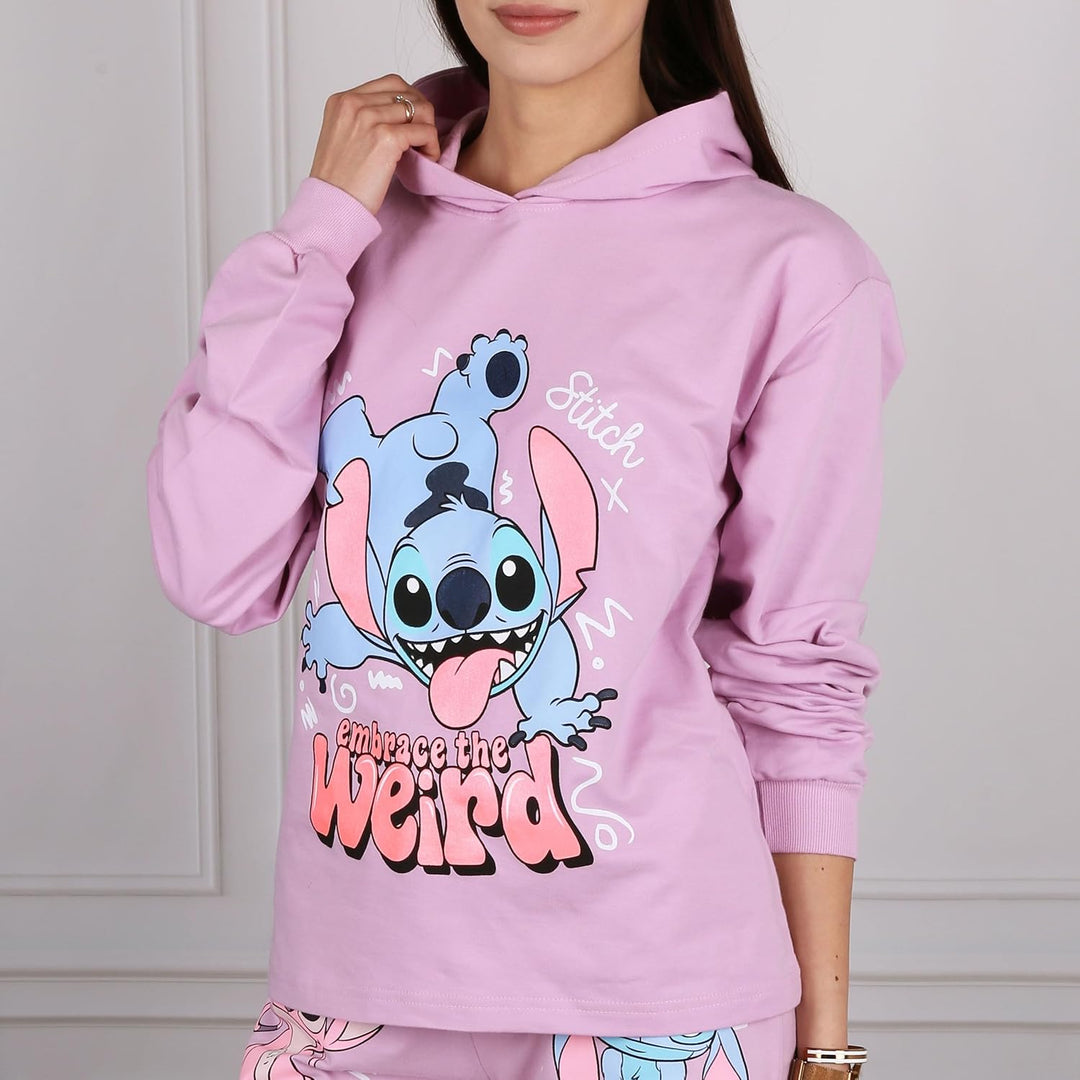 Disney Stitch Sweatshirt mit Kapuze aus Baumwolle für Mädchen, über den Kopf zu ziehen, 100% Baumwol