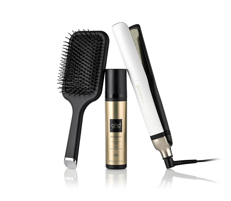 ghd platinum+ Geschenkset mit dem ghd bodyguard und der Allrounder Bürste - Paddle Brush