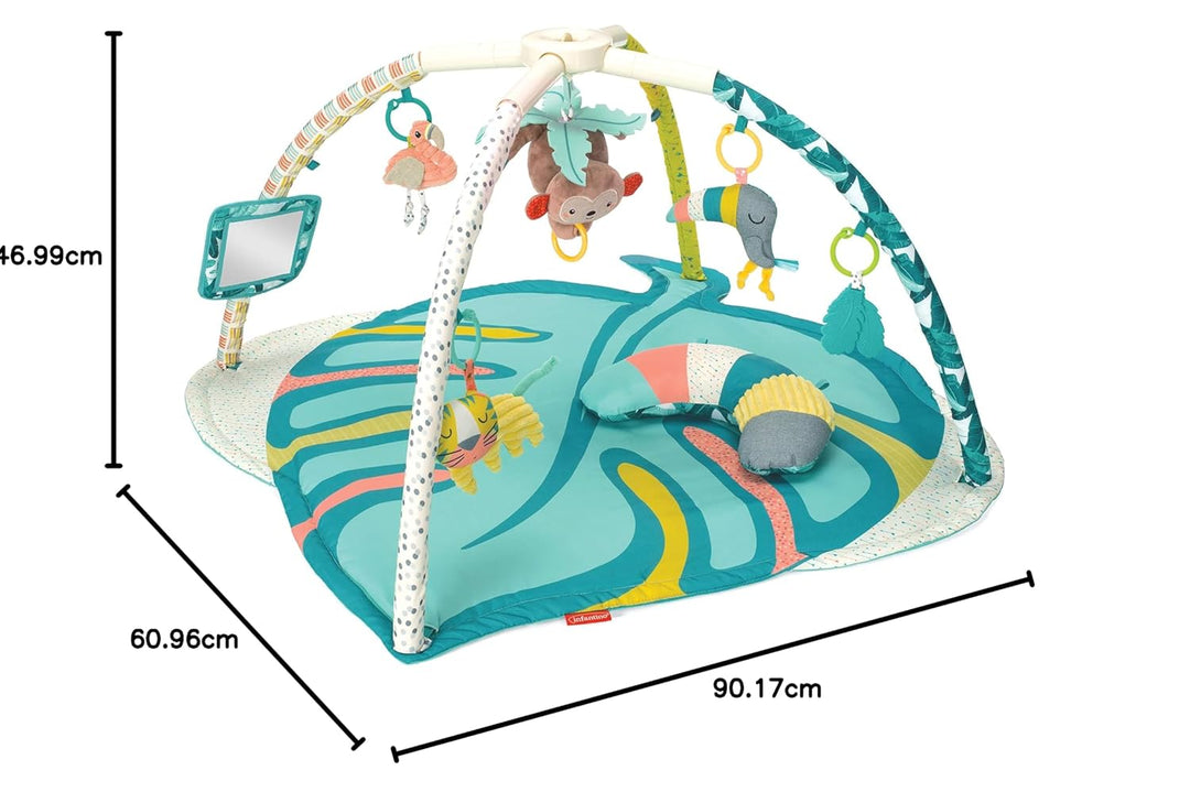 Infantino 4-in-1 Deluxe Twist &amp; Fold Activity Gym &amp; Krabbeldecke mit Spielbogen, Tropisch – inklusiv