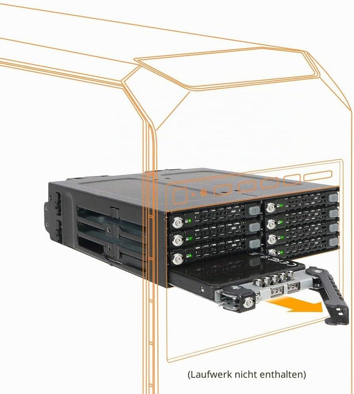 ICY DOCK 8-Bay 2,5 Zoll SATA/SAS SSD/HDD Wechselrahmen in 1x 5,25 Zoll Schacht - Vollmetall mit Schl