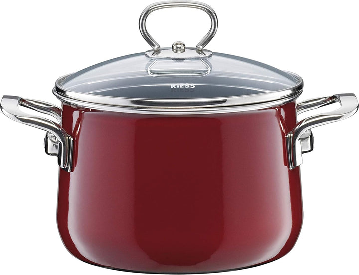 Riess, 0701-008, Fleischtopf mit Glasdeckel, NOUVELLE, ROSSO EXTRA STARK, Durchmessser 16 cm, Höhe 1