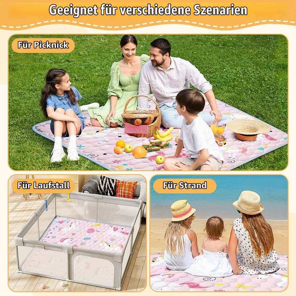 Baby Spielmatte, 127x127 cm Baby Krabbelmatte, Baby Faltbare Spielmatte, Krabbeldecke für Baby, Klei