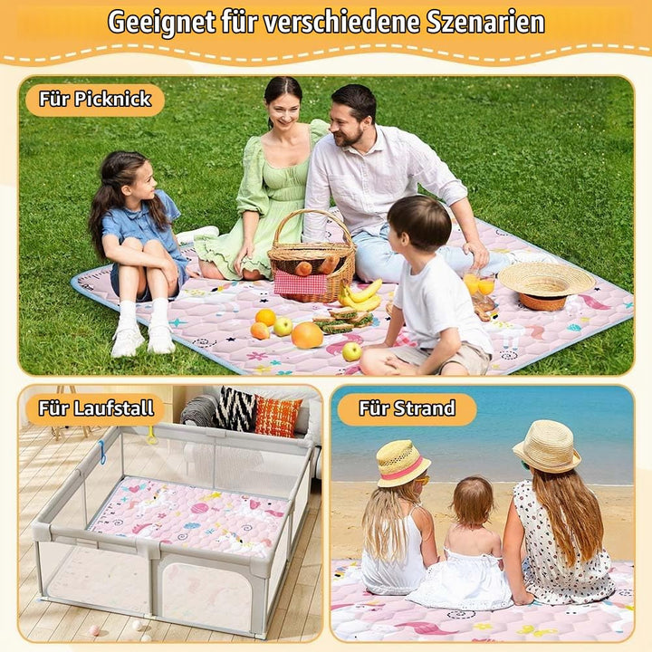 Baby Spielmatte, 127x127 cm Baby Krabbelmatte, Baby Faltbare Spielmatte, Krabbeldecke für Baby, Klei