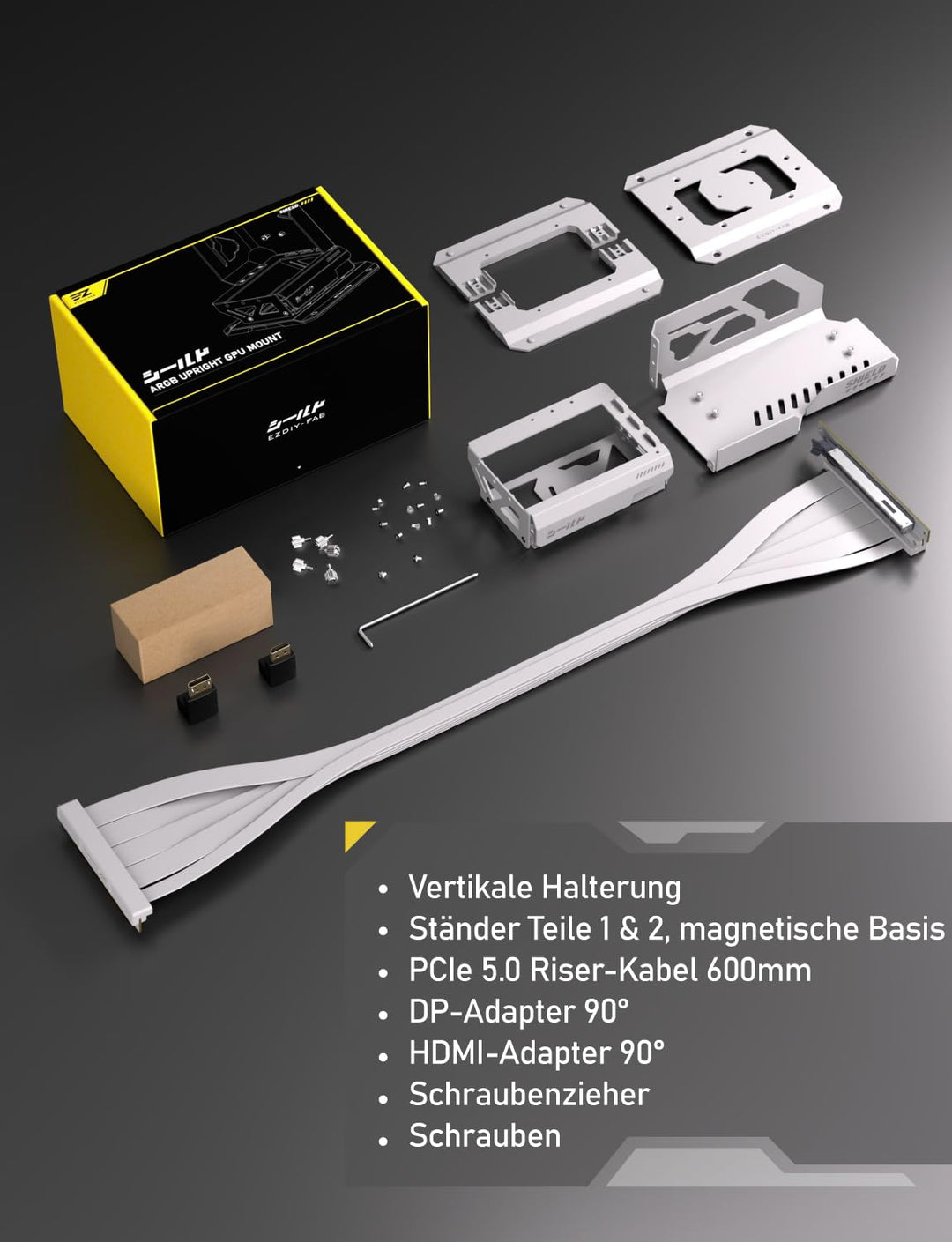 EZDIY-FAB Shield ARGB Aufrechte GPU-Halterung mit PCIe 5.0 Riser–Vertikalhalterung für RTX 50 Serie,
