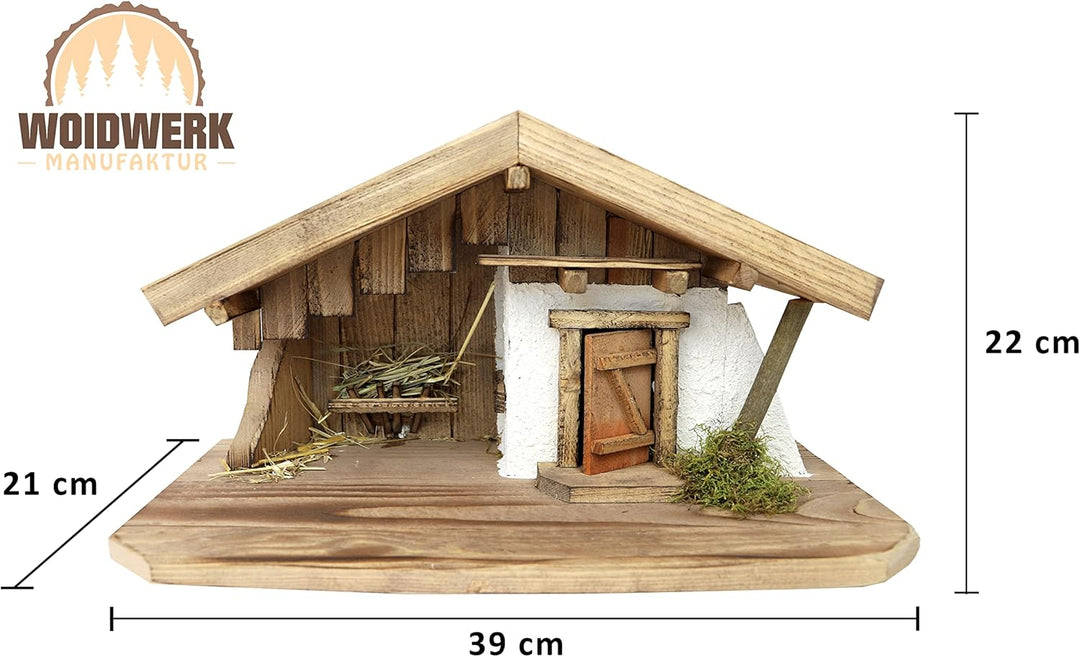 Woidwerk Manufaktur Weihnachtskrippe Krippe Krippenstall (W016) Weihnachten Weihnachtskrippen Krippe