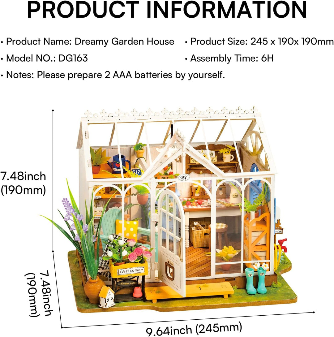 Rolife Puppenhäuser Miniatur Haus Kit mit Möbeln und LED-Licht Puppenhaus Holz Modellbausätze für Er