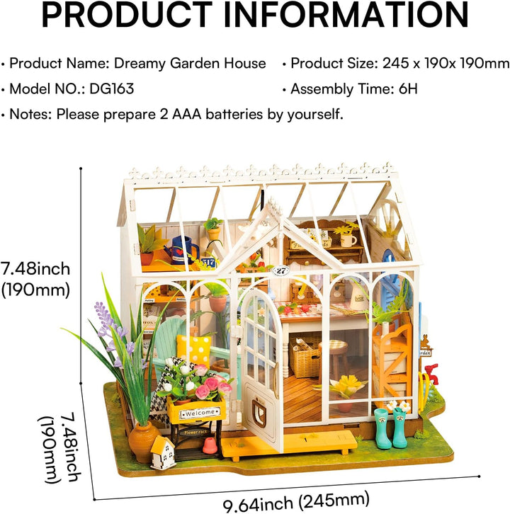 Rolife Puppenhäuser Miniatur Haus Kit mit Möbeln und LED-Licht Puppenhaus Holz Modellbausätze für Er