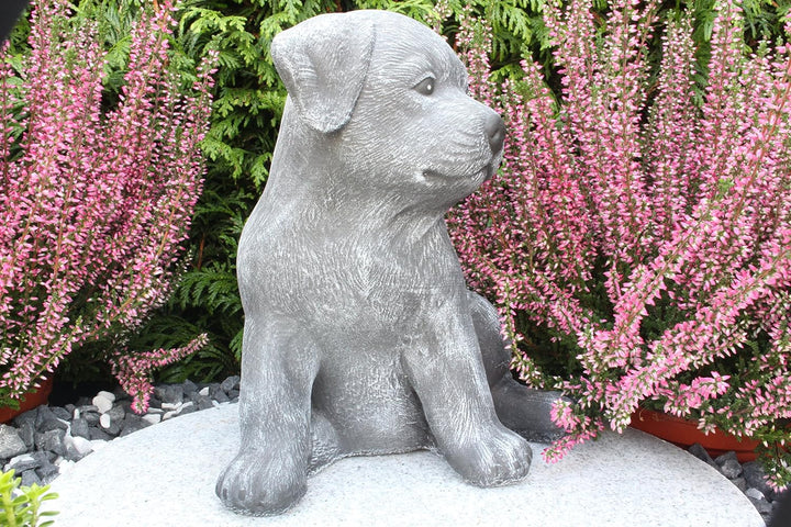 STEINFIGUREN SPICKER Steinfigur Hund sitzend 173/1, Gartenfigur Steinguss Tierfigur Basaltgrau