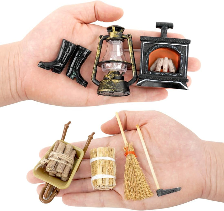 Wichtel Zubehör Kamin, 8pcs Miniatur Puppenhaus Zubehör Set, Wichtel Kamin, Wichtel Weihnachte Möbel
