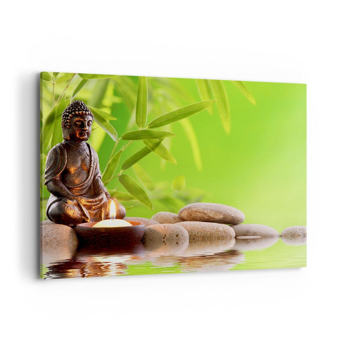 Bilder auf Leinwand 100x70cm Leinwandbild Buddhismus Feng Shui Spa Bambus Gross Wanddeko Bild Schlaf