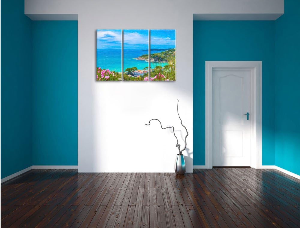 Pixxprint Panorama an der Toskana / 3-Teilig/Gesamtmass 120cm Leinwandbild bespannt auf Holzrahmen/W
