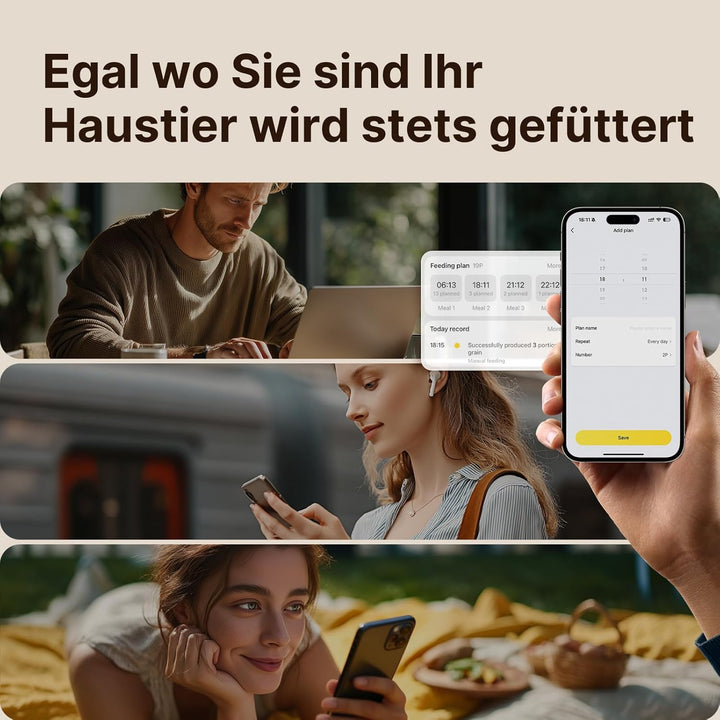 Futterautomat Katze, 5L Grosses Fassungsvermögen, 2.4GHz / 5GHz WiFi Smart Futterspender mit App Ste