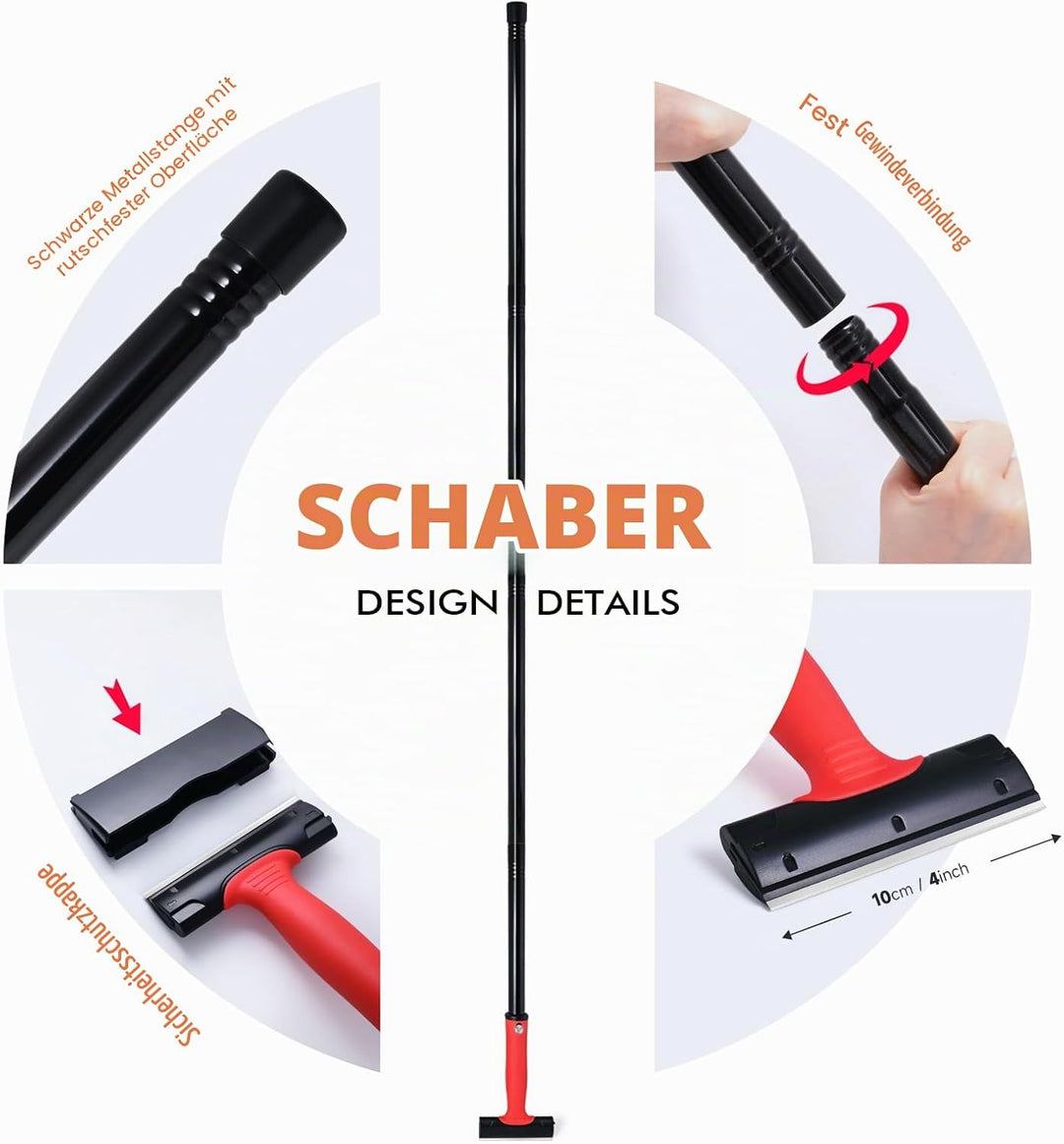 FOSHIO Tapeten Schaber LangGriff Tapetenentferner 4"Schaber mit 20PCS Klinge Tapetenschaber Und 150c