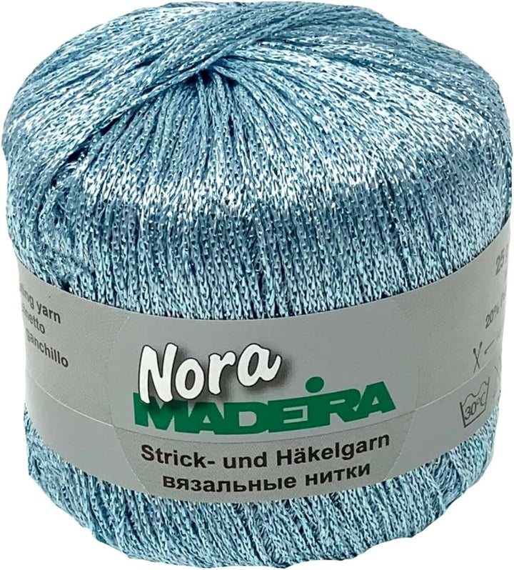 Häkelgarn Glitzergarn Strickgarn metallisiertes Haekelgarn Madeira Nora 5x25g Farbe 333 hellblau, 33