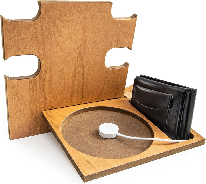 Personalisierte Dockingstation, Smartphone-Ständer - Nachttischhalter aus Holz, Geschenkidee für Män