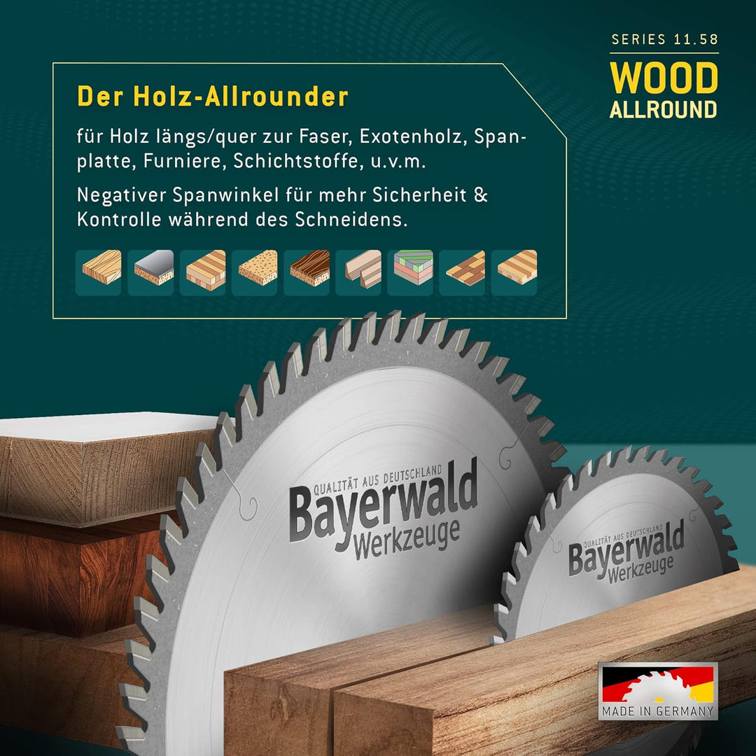 Bayerwald - HM Kreissägeblatt für Holz - Ø 254 mm x 2.8 mm x 30 mm | WZ negativ (60 Zähne) | für Kap