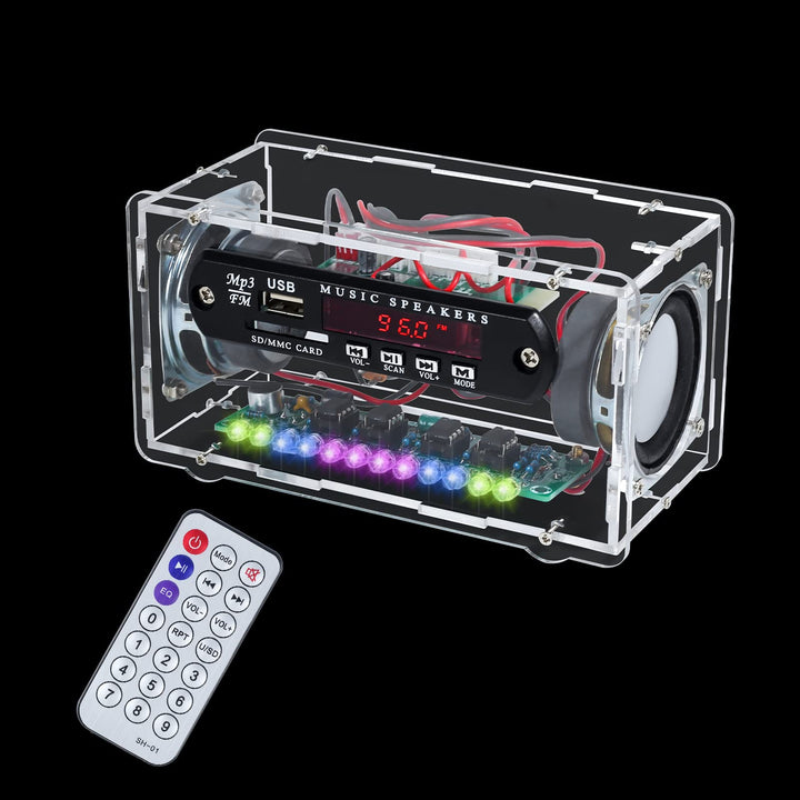 Elektronik Löt Bausatz Radio FM Bluetooth-Lautsprecherkit Erwachsene, 3W+3W Musikspieler mit LED Kla